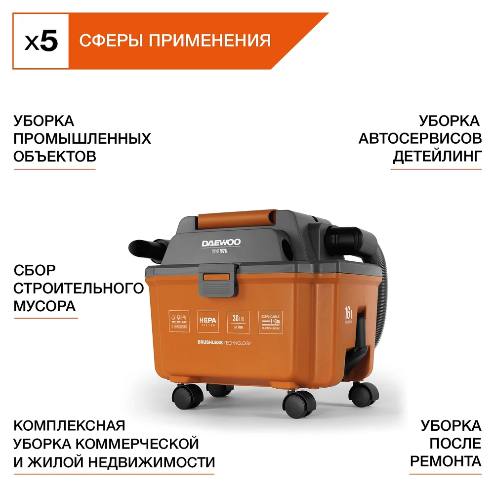 Пылесос Daewoo DAVC 1621Li SET 5